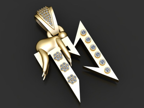 ALPHABET M STYLE PENDANT 3D PRINTABLE MODEL Modello di stampa 3D
