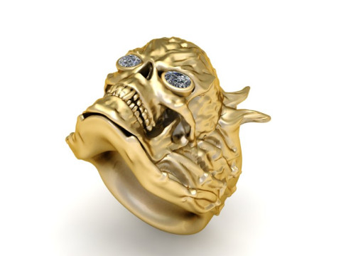 DANGER SKULL FACE MEN RING 3D PRINTABLE MODEL Modèles 3D en vedette