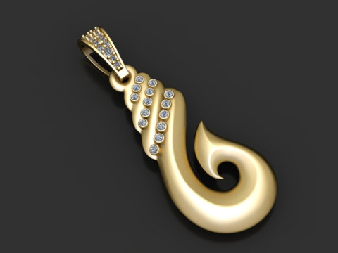 STYLISH FISHHOOK DIAMOND PENDANT 3D PRINTABLE MODEL 3D Print Model