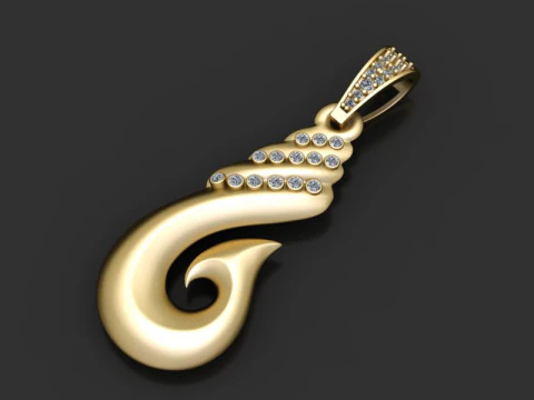 STYLISH FISHHOOK DIAMOND PENDANT 3D PRINTABLE MODEL 3D Print Model