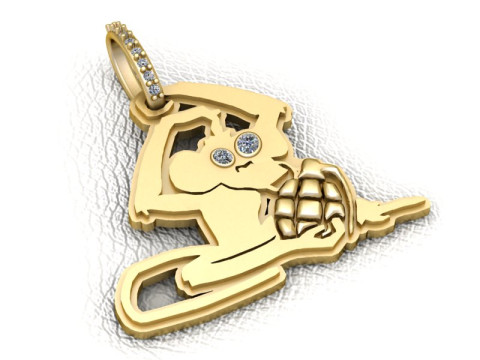 MONKEY ANIMAL GRENADE PENDANT 3D PRINTABLE MODEL Modèles 3D en vedette