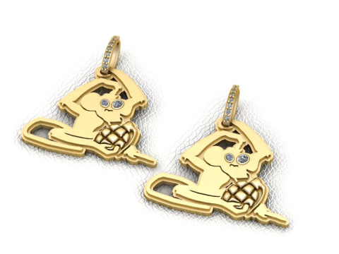 MONKEY ANIMAL GRENADE PENDANT 3D PRINTABLE MODEL Modèles 3D en vedette