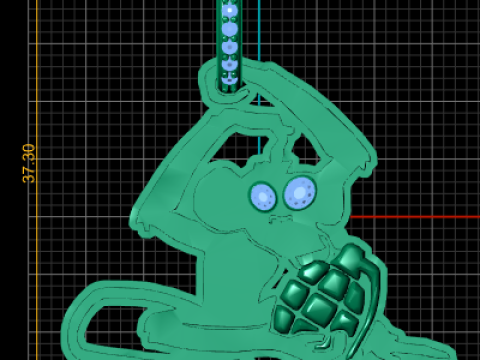MONKEY ANIMAL GRENADE PENDANT 3D PRINTABLE MODEL Modèles 3D en vedette