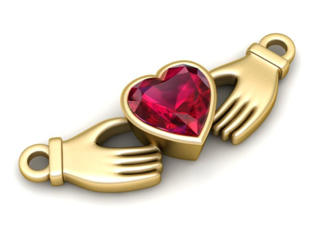 HUMAN HANDS AND HEART PENDANT 3D PRINTABLE MODEL 3D-Druckmodell