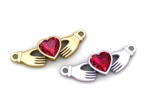 HUMAN HANDS AND HEART PENDANT 3D PRINTABLE MODEL 3D Print Model