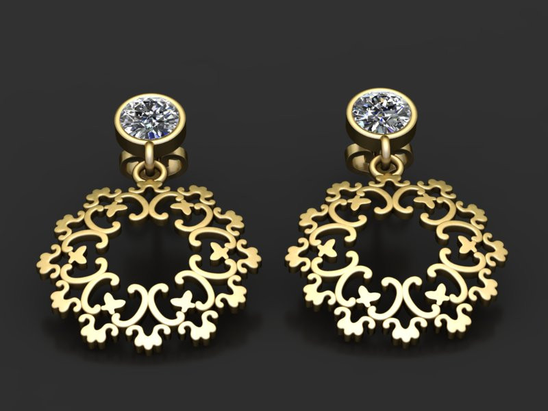 ANTIQUE GOLD EARRING 3D PRINTABLE MODEL 3D-Druckmodell .c4d .max .obj .3ds .fbx .stl .blend 