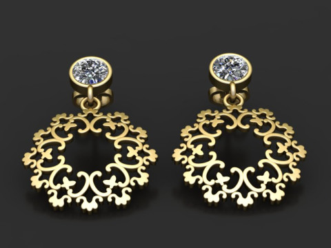ANTIQUE GOLD EARRING 3D PRINTABLE MODEL Modelo de impresión 3D