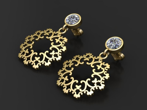 ANTIQUE GOLD EARRING 3D PRINTABLE MODEL 3D-Druckmodell