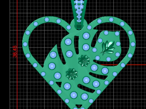 LEAF DESIGN HEART SHAPE PENDANT 3D PRINTABLE MODEL 3D Print Model