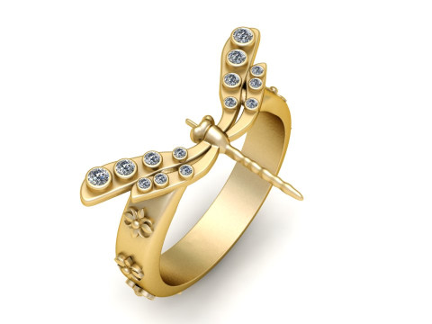 DRAGONFLY INSECT DESIGN RING 3D PRINTABLE MDOEL Modello di stampa 3D