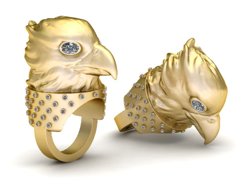 EAGLE BIRD FACE RING 3D PRINTABLE MODEL Modèles 3D en vedette