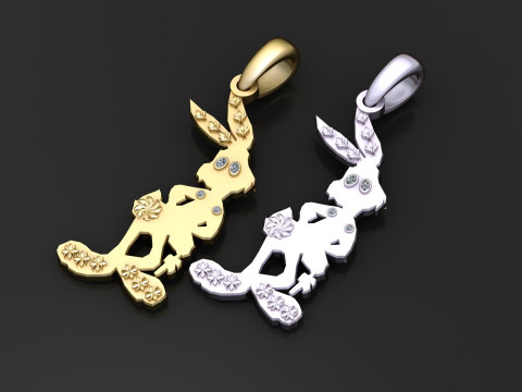 BUNNY RABBIT CHARACTER PENDANT 3D PRINTABLE MODEL 3D Принт Модель