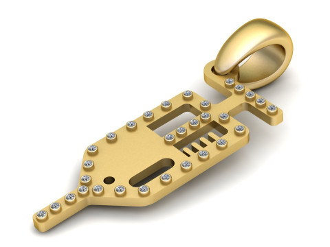 UNIQUE GOLD KEY PENDANT 3D PRINTABLE MODEL 3Dプリントモデル