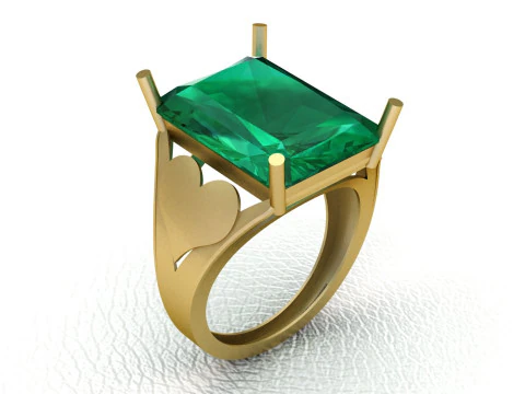 心形设计祖母绿戒指 3D 打印模型 3D 打印模型