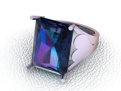 HEART DESIGN EMERALD RING 3D PRINTABLE MODEL 3D Baskı Modeli