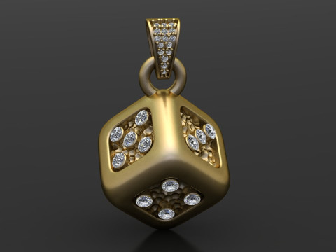 GOLD DICE DIAMOND PENDANT 3D PRINTABLE MODEL Model Cetak 3D