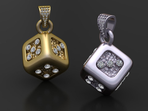 GOLD DICE DIAMOND PENDANT 3D PRINTABLE MODEL 3D प्रिंट मॉडल