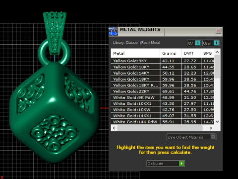 GOLD DICE DIAMOND PENDANT 3D PRINTABLE MODEL 3D Print Model