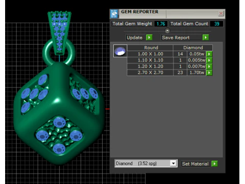 GOLD DICE DIAMOND PENDANT 3D PRINTABLE MODEL 3D Print Model