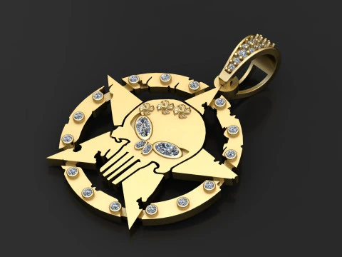 SKULL FACE BADGE PENDANT 3D PRINTABLE MODEL 3D Print Model