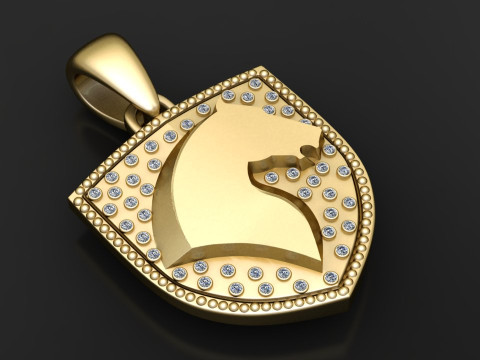 HORSE FACE DESIGN SHEILD PENDANT 3D PRINTABLE MODEL 3D Print Model