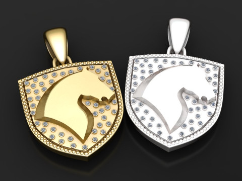 HORSE FACE DESIGN SHEILD PENDANT 3D PRINTABLE MODEL 3D-Druckmodell