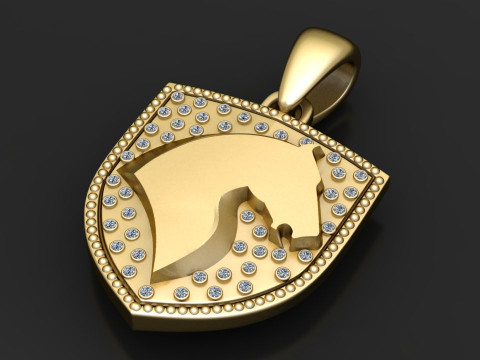 HORSE FACE DESIGN SHEILD PENDANT 3D PRINTABLE MODEL 3D-Druckmodell