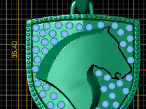 HORSE FACE DESIGN SHEILD PENDANT 3D PRINTABLE MODEL 3D-Druckmodell