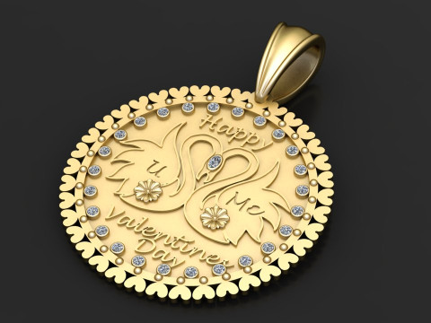 HAPPY VALENTINE DAY COIN PENDANT 3D PRINTABLE MODEL 3D Print Model