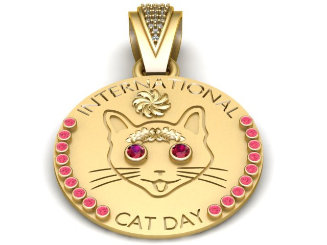 Cat coin PENDANT 3D PRINTABLE MODEL 3Dプリントモデル .c4d .max .obj .3ds .fbx .stl .blend 