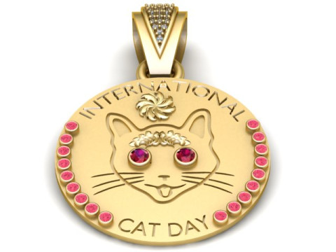 Cat coin PENDANT 3D PRINTABLE MODEL Modelo de Impressão 3D