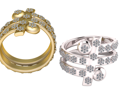 STYLISH DIAMOND RING 3D PRINTABLE MODEL 3D 打印模型