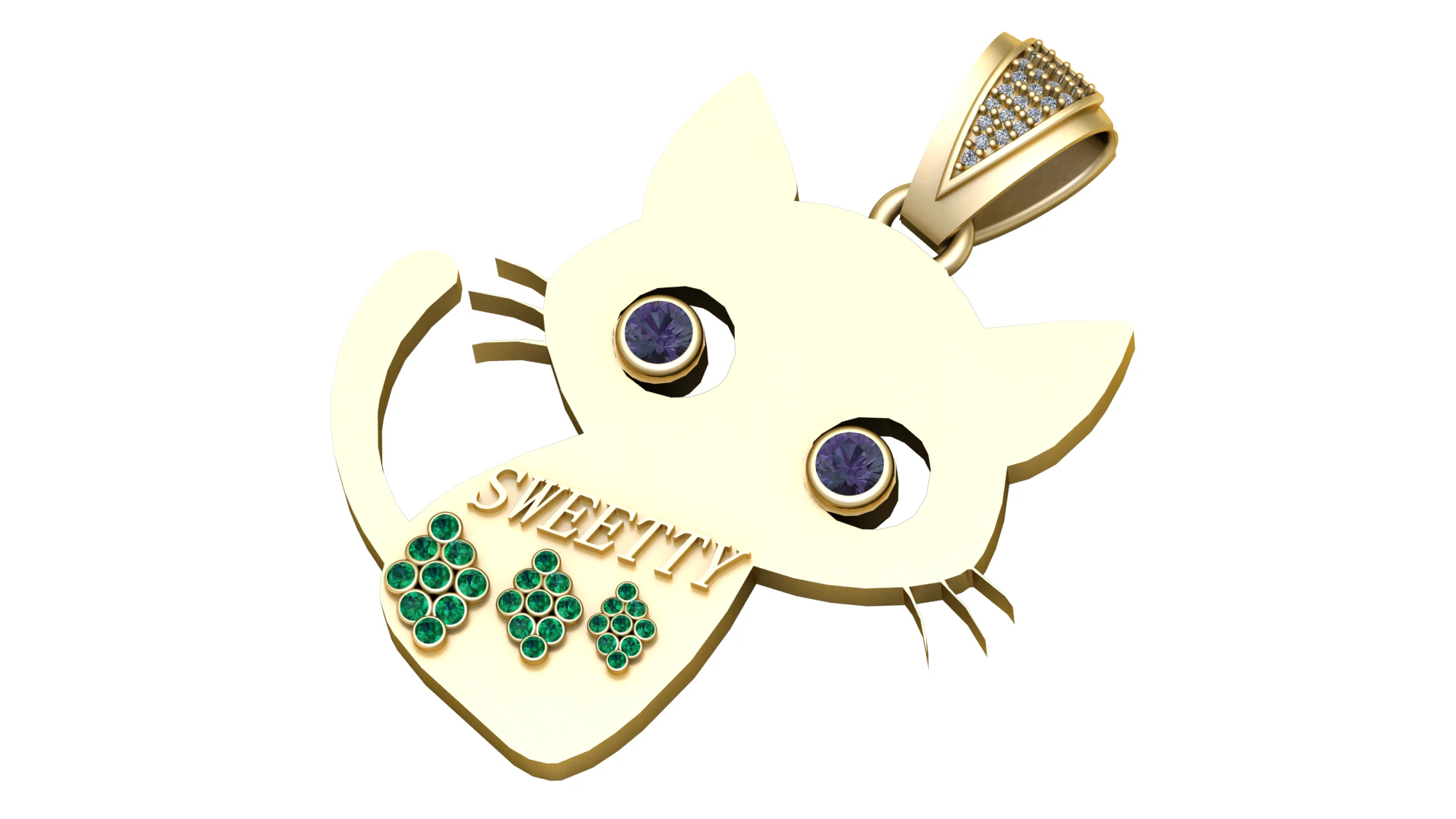 SWEETTY CAT ANIMAL PENDANT 3D PRINTABLE MODEL 3D Print Model .c4d .max .obj .3ds .fbx .stl .blend 