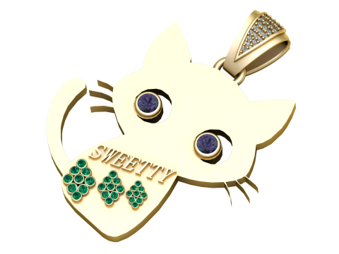 SWEETTY CAT ANIMAL PENDANT 3D PRINTABLE MODEL Modelo de Impressão 3D