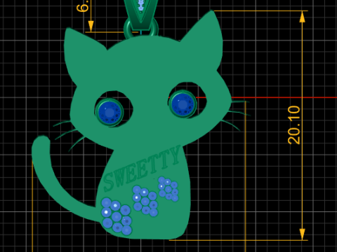 SWEETTY CAT ANIMAL PENDANT 3D PRINTABLE MODEL 3D-Druckmodell