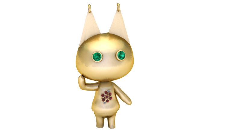 GOLDEN CAT ANIMAL PENDANT 3D PRINTABLE MODEL 3D Print Model .c4d .max .obj .3ds .fbx .stl .blend