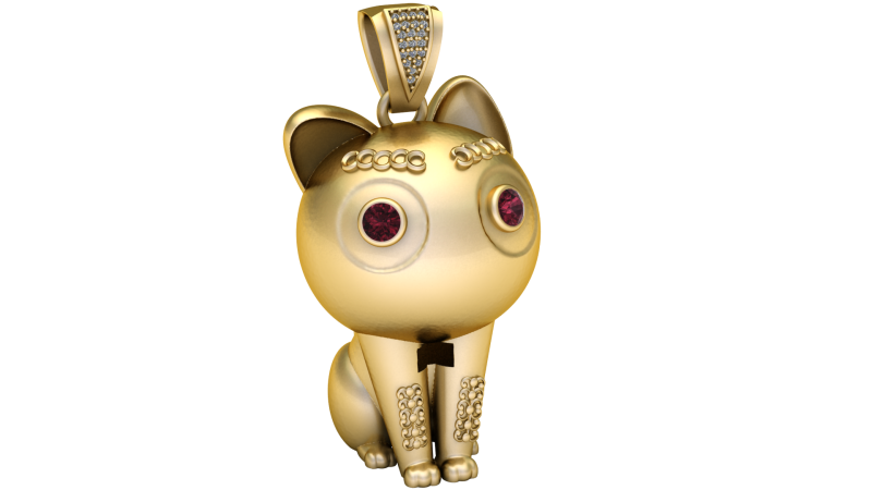 LUXURY GOLD CAT PENDANT 3D PRINTABLE MODEL Modèles 3D en vedette .c4d .max .obj .3ds .fbx .stl .blend