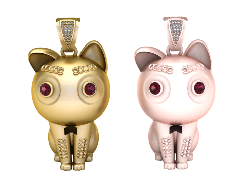 LUXURY GOLD CAT PENDANT 3D PRINTABLE MODEL Modèles 3D en vedette