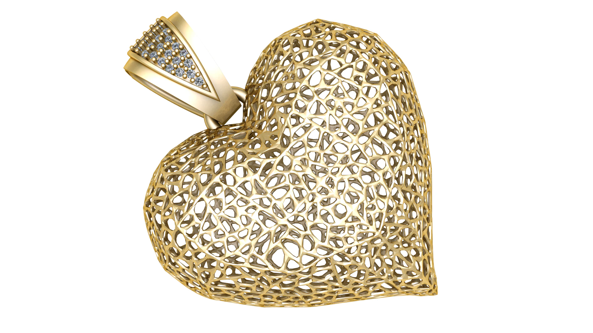GOLDEN DIAMOND HEART PENDANT 3D PRINTABLE MODEL 3D Print Model .c4d .max .obj .3ds .fbx .stl .blend 