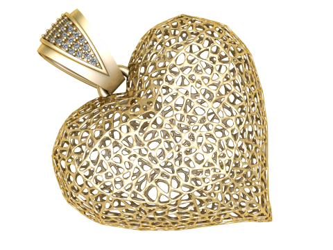 GOLDEN DIAMOND HEART PENDANT 3D PRINTABLE MODEL 3D-Druckmodell