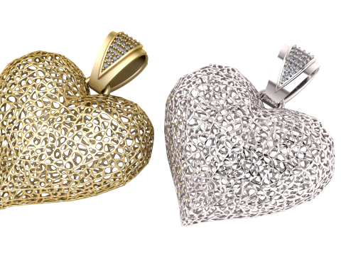 GOLDEN DIAMOND HEART PENDANT 3D PRINTABLE MODEL 3D Принт Модель