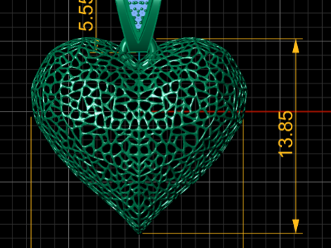 GOLDEN DIAMOND HEART PENDANT 3D PRINTABLE MODEL 3D Принт Модель