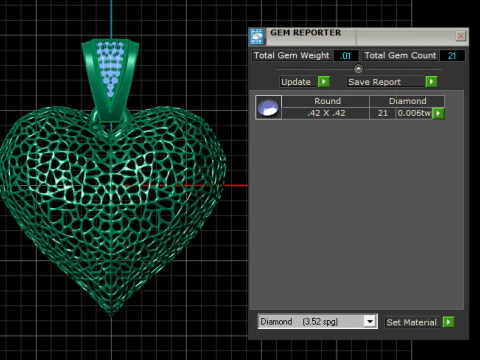GOLDEN DIAMOND HEART PENDANT 3D PRINTABLE MODEL 3D Print Model