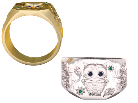 OWL BIRD DESIGN RING 3D PRINTABLE MODEL 3D Принт Модель