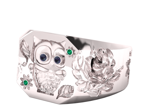 OWL BIRD DESIGN RING 3D PRINTABLE MODEL 3D Принт Модель