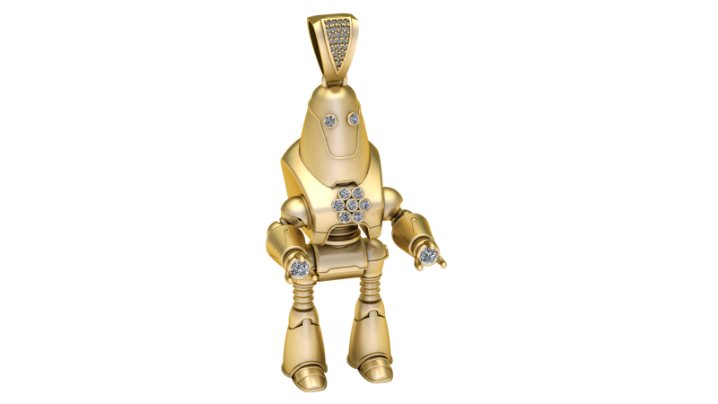 GOLDEN ROBOT DIAMOND PENDANT 3D PRINTABLE MODEL 3D Print Model .c4d .max .obj .3ds .fbx .stl .blend 