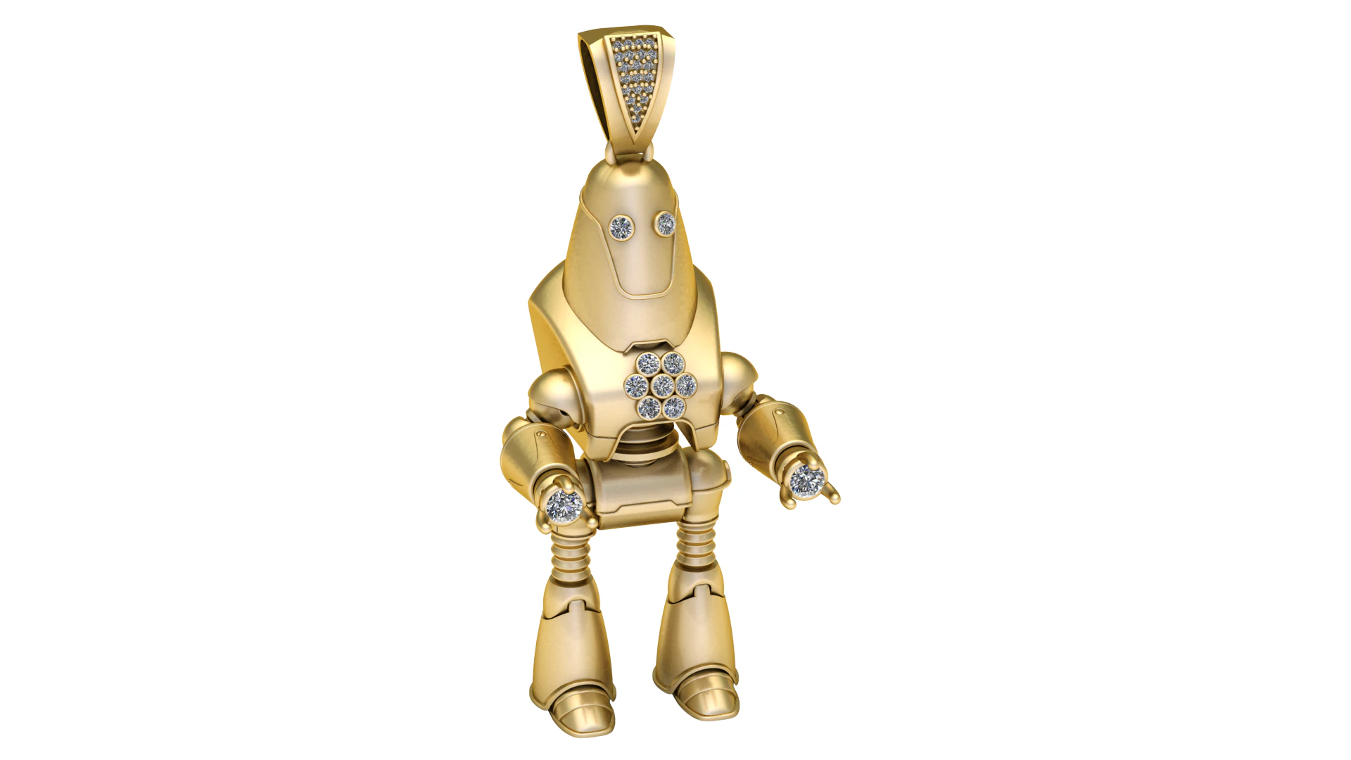 GOLDEN ROBOT DIAMOND PENDANT 3D PRINTABLE MODEL 3D Print Model .c4d .max .obj .3ds .fbx .stl .blend 