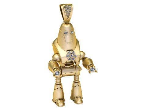 GOLDEN ROBOT DIAMOND PENDANT 3D PRINTABLE MODEL 3D Print Model