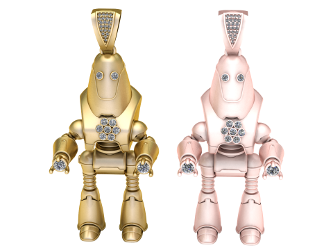 GOLDEN ROBOT DIAMOND PENDANT 3D PRINTABLE MODEL 3D Print Model