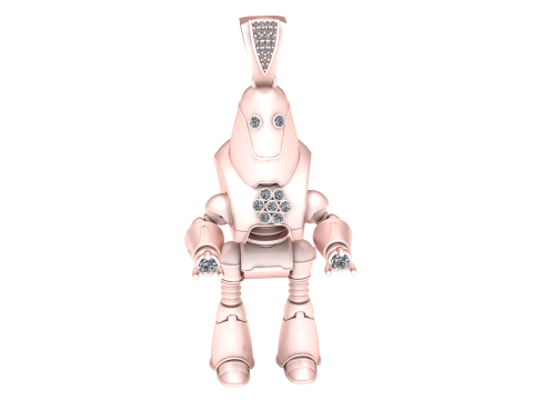 GOLDEN ROBOT DIAMOND PENDANT 3D PRINTABLE MODEL 3D Print Model